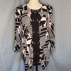 Tanjay Black and White Zip Up Blouse